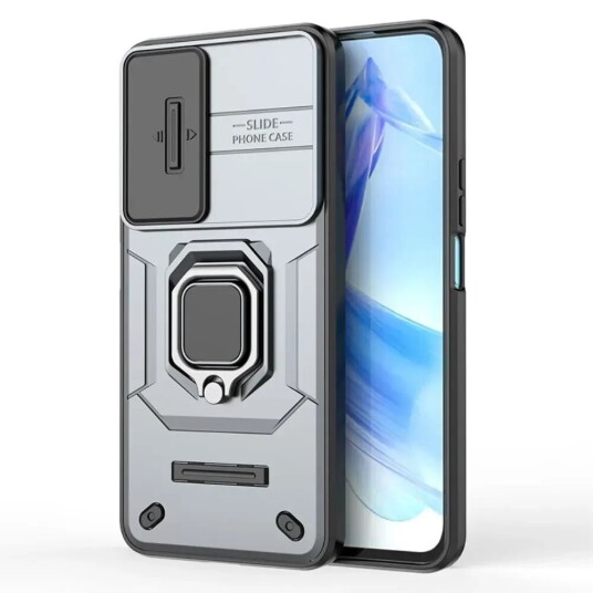 INCOVER Honor 90 Lite Håndverker Deksel med Magnetisk Kickstand Og Cam Slider - Grå
