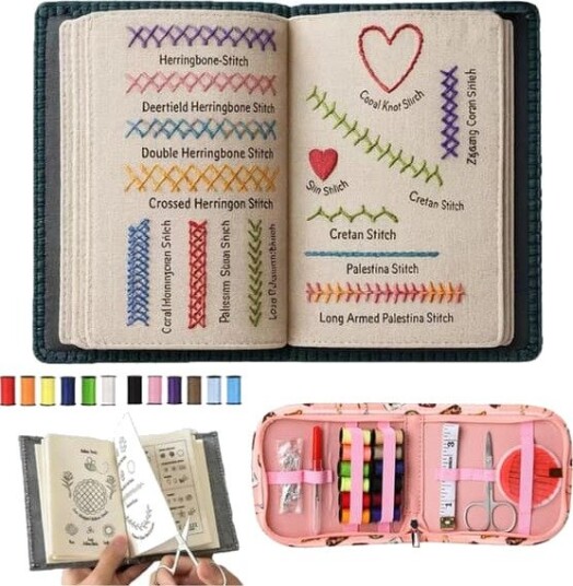 Stitch Book Broderisett — Filtskjema med komplett syverktøy flerfarget trådsett kompakt 14x10x2cm Stitch Book Broderisett — Filtskjema med komplett syverktøy flerfarget trådsett kompakt 14x10x2cm