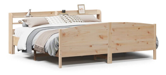 Sengeramme med madrass 200x200 cm heltre furu 3306954