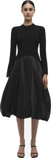 Simkhai Kenlie l/s mock neck midi dress M sort dame