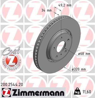 Bremseskive ZIMMERMANN 200.2544.20 Bremseskive ZIMMERMANN 200.2544.20