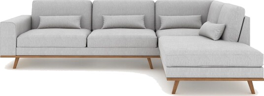 Copenhagen 4 seters Høyrevendt L formet Sjeselongsofa i Stoff Grå