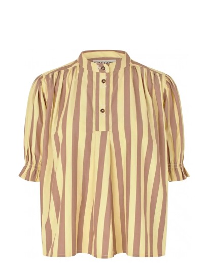 STINE GOYA Soft Striped Embroidery Smock Yellow L