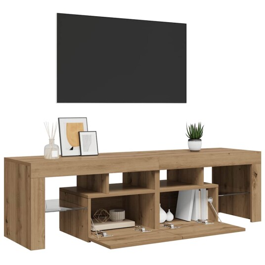 TV-benk med LED-lys artisan eik 140x36,5x40 cm konstruert tre 8721158437617 TV-benk med LED-lys artisan eik 140x36,5x40 cm konstruert tre 8721158437617