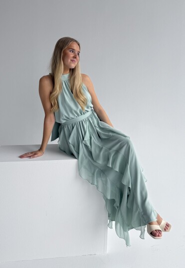 Bubbleroom Occasion Frill Halterneck Ankle Dress