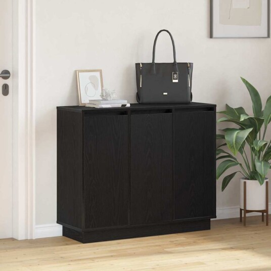  Sideboard med LED Svart Eik 90x32x75 cm Laget av Tre