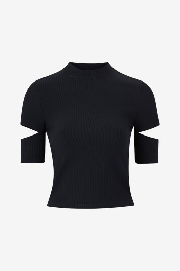Aim'n Topp Ribbed Performance Cut out Top Svart
