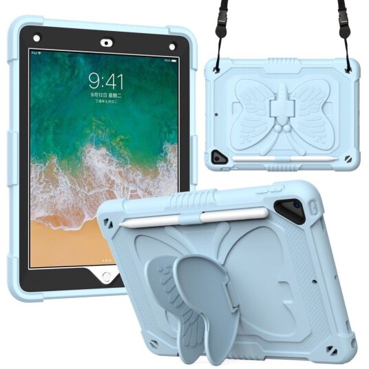 INCOVER iPad (2018) / iPad (2017) / iPad Air / iPad Air 2 Butterfly Kickstand Barnedeksel - Blå