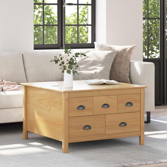 Kaffebord HILL Honning brun 79.5 x 79.5 x 49 cm Massiv furu