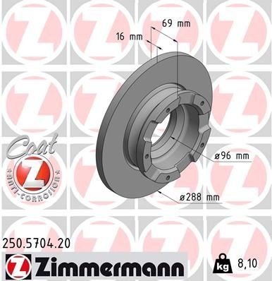 Bremseskive ZIMMERMANN 250.5704.20 Bremseskive ZIMMERMANN 250.5704.20