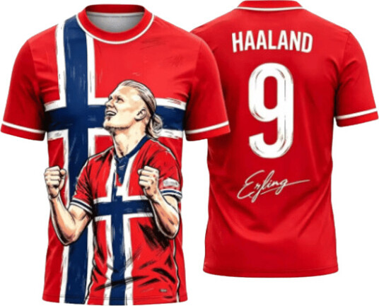 2026 World Cup Norge landslag Erling Haaland nr. 9 fotballdrakt, supporter T-skjorte, unisex voksne barn kortermet fotball
