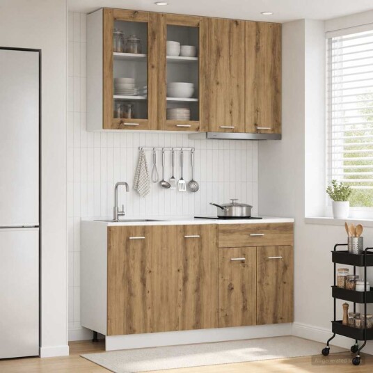 vidaXL Kjøkken enhet LYON 4 pcs Artisan eik Konstruert tre