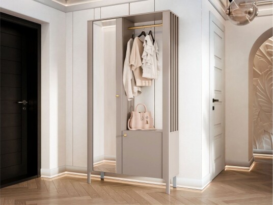 Aggarwal Garderobeskap med Speil 105x197 cm - Beige