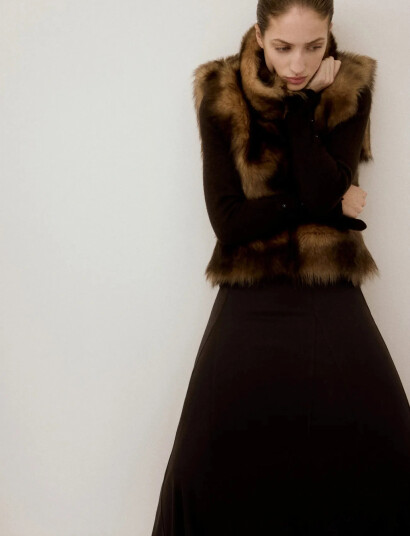 Mango A Line Skirt With Godets   Brown   M