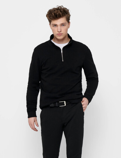 ONLY & SONS Onsceres Half Zip Sweat Noos - Black - XXL ONLY & SONS Onsceres Half Zip Sweat Noos - Black - XXL