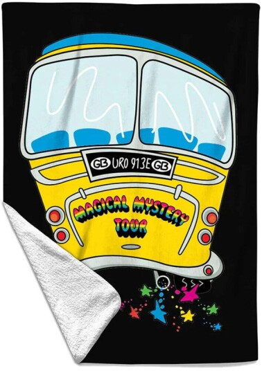 Rocksax The Beatles Magical Mystery Tour Bus Sherpa Fleece Throw 50 in x 60 in 78899333