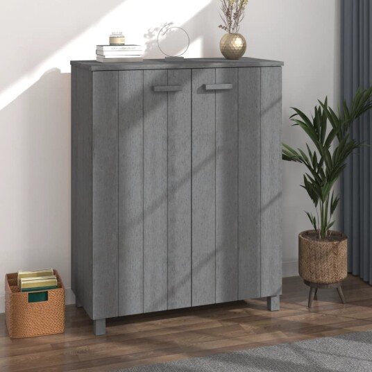 vidaXL Skoskap HAMAR m?rkegr? 85x40x108 cm heltre furu