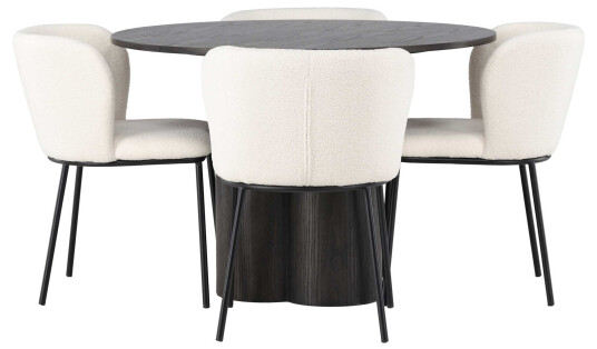 Venture Design Olivia & Edina spisegruppe Hvit/mokka 4 stoler & bord 110 cm