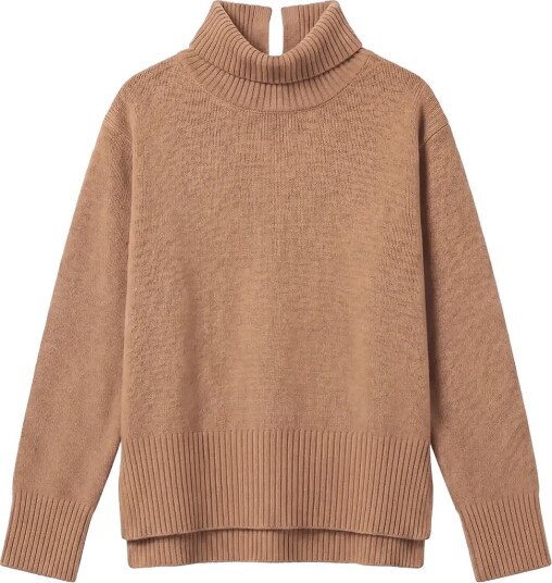 Calvin Klein Lux Wool Tneck Sweater   BRONZE FLASH MELANGE B2305   L