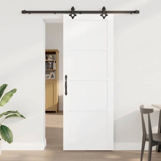 vidaXL Skyvedør med tilbehør Hvit 78x211 cm Solid furu