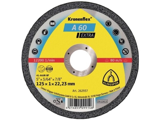 Klingspor Flat Metallskive A 60 Extra 115X22x1,0Mm 262936