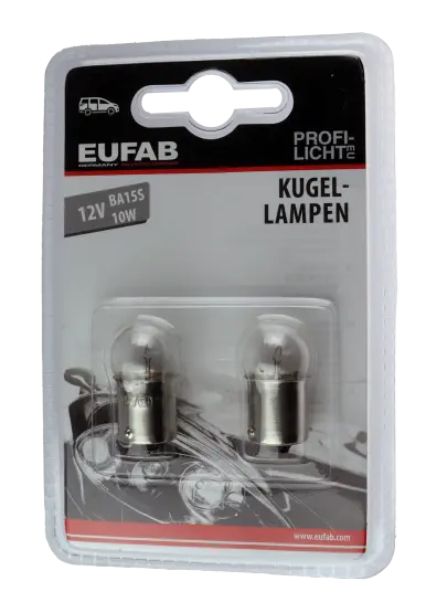 Eufab Lyspære 2 pk 12v 10w BA15S Eufab Lyspære 2 pk 12v 10w BA15S