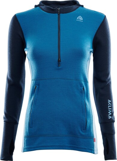 Aclima WarmWool Hoodsweater with Zip Woman Navy Blazer/Blue Sapphire/Azure Blue Navy Blazer / Blue Sapphire / Azure Blue M
