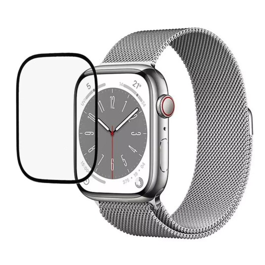 INCOVER Apple Watch 9/8/7 (45mm) Herdet Glass - Skjermbeskytter - Svart Kant