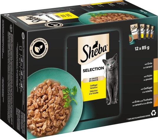 Sheba Våtfôr Megasparepakke Varianter Selection In Sauce Fjærkre Variasjon 144 X 85 G