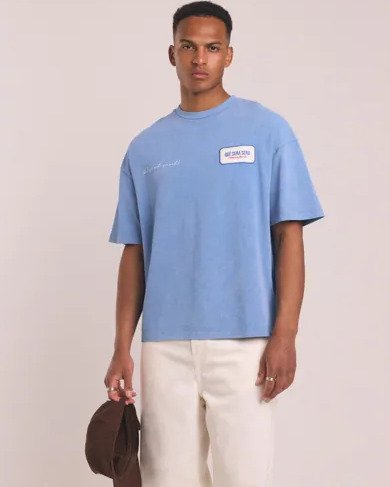 Que Sera Sera William Washed Tee Kortermede t shirts Blå