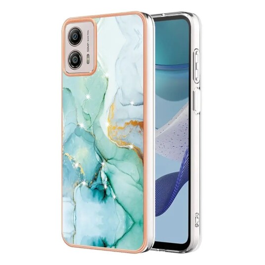 INCOVER Motorola Moto G53 / G23 / G13 Hybrid Plast Deksel - Grønn Marmor