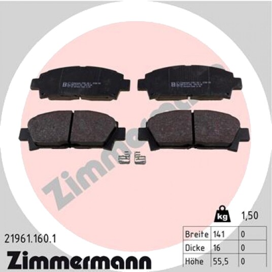 Bremseklosser sett ZIMMERMANN 21961.160.1