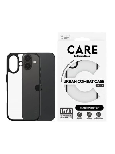 CARE by PanzerGlass Urban Combat deksel til iPhone 16 - Magsafe-kompatibel - Svart