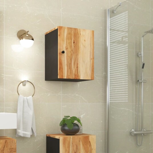  Veggskap for baderom 38x33x48 cm heltre akasie