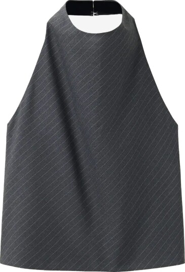Mango Pinstripe Halter Top GREY L Mango Pinstripe Halter Top GREY L