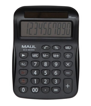 Maul Eco Mj555, Desktop, Basis, 10 Cifre, 1 Linier, Solar, Sort
