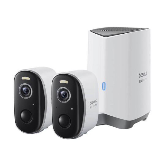 Baseus N1 Plus 2K Utendørs Overvåkningskamera Set - Hvit 2-Pack