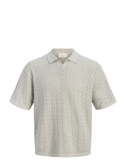 Jack & Jones Jortyler Knit Ss Split Neck Polo Sn   Khaki green   M