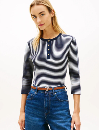 Tommy Hilfiger Gold Button Slim Henley 3/4 Navy XXS Tommy Hilfiger Gold Button Slim Henley 3/4 Navy XXS