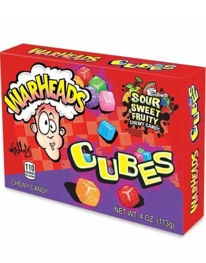 Warheads Sour Cubes   Sure Vingummikuber med Fruktsmaker 113 gram USA Import