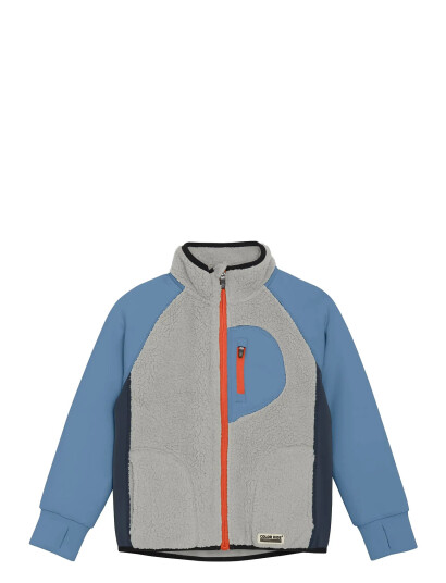 Color Kids Teddy Jacket W. Fleece Sleeves Blue 92
