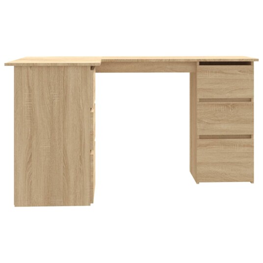 vidaXL Hjørneskrivebord sonoma eik 145x100x76 cm sponplate