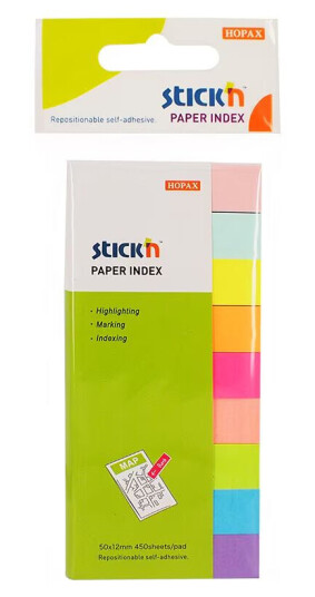 Indeksfliker i papp 50x12mm 9 farger Rainbow Stick´n Indeksfliker i papp 50x12mm 9 farger Rainbow Stick´n