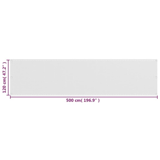 vidaXL Balkongskjerm hvit 120x500 cm HDPE