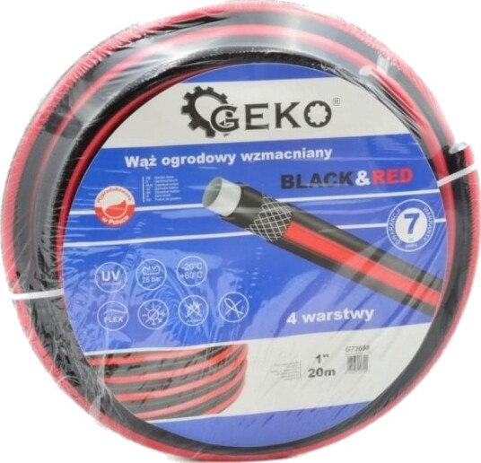 Geko Forsterket Hageslange Svart&Rød 1" 20M 1 G73698 Geko Geko Forsterket Hageslange Svart&Rød 1" 20M 1 G73698 Geko