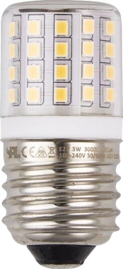 Spl E27 3W LED rørpære 6cm 400lm klart glass 3000K AC/DC Kulør : Varm Spl E27 3W LED rørpære 6cm 400lm klart glass 3000K AC/DC Kulør : Varm