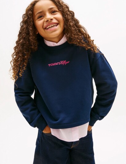 Tommy Hilfiger Glitter Tommy Crew   Navy   176