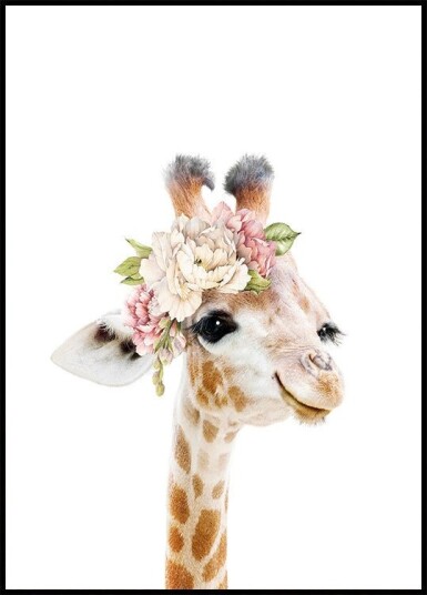 Floral Baby Giraffe Plakat Plakat / 50x70cm