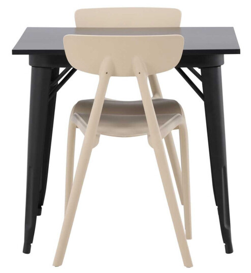 Venture Design Tempe & Ursholmen spisegruppe Beige/svart 2 stoler & bord 80 x 80 cm
