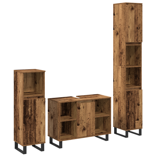 Baderomsinnredningssett med lagring 3 pcs Brun 30 x 30 x 180 cm Baderomsinnredningssett med lagring 3 pcs Brun 30 x 30 x 180 cm